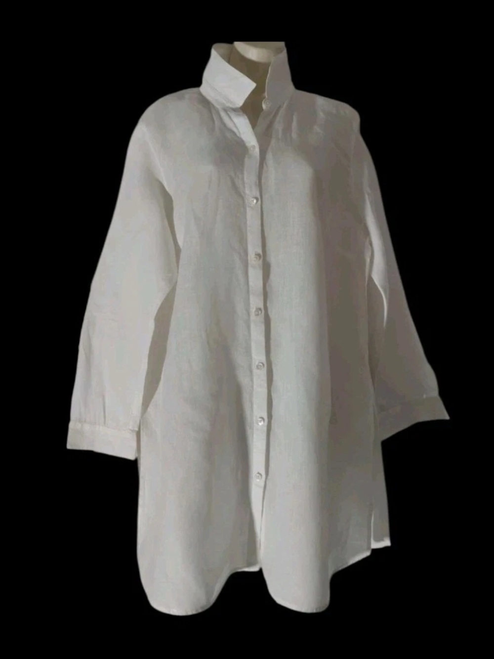 J. Jill White Linen Button-Front Tunic Shirt Dress